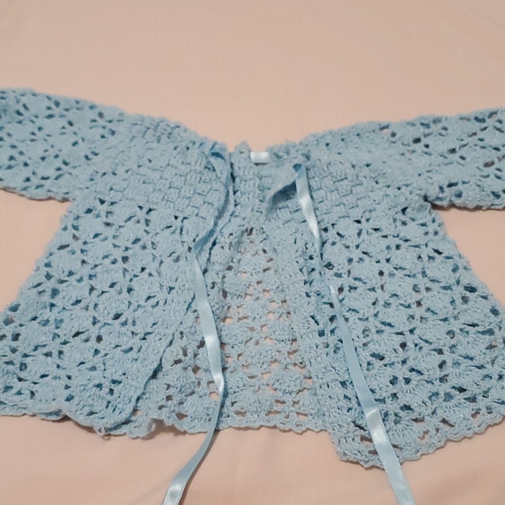Handmade Blue Baby Sweater - Picture 6 of 7